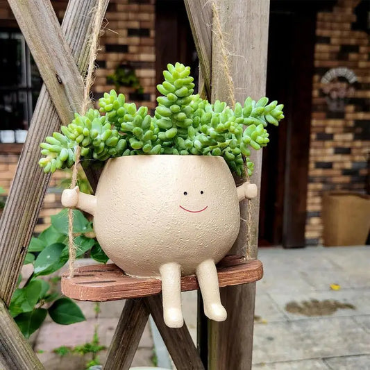 Swing Face Planter Pot Hanging Head Planter for Indoor Outdoor