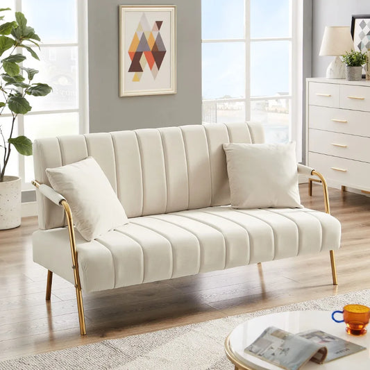 2023 New Upholstered Velvet Futon 2-Seat Living Room Sofa